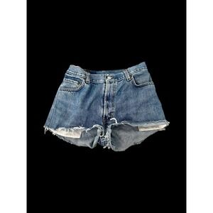 Women's Levi's 560 Cut Off Denim Jean Shorts Sz 28W Distressed Boho *Altered